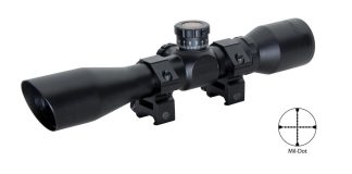 Truglo Tru-Brite Extreme Compact Tactical Rifle Scope with Rings – 4x32mm Mil-Dot  4″ Matte